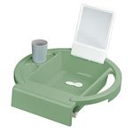 Rotho Babydesign Kiddy Wash children's washbasin, to be attached to the bathtub rim, 38.7x38.2x10 cm (pack of 1), slate green/white/stone grey, 20034 0313 01