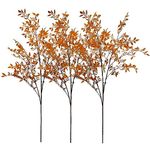 Avoik 3 PCS Artificial Branches 43.3inches Fall Artificial Bamboo Leaves Fake Faux Plastic Tall Stem Autumn Plants for Indoor Outdoor Table Centerpiece Fireplace Halloween Home Decor