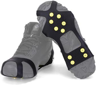 Ginsco 1 Pair Ice Cleats for Winter Boots Shoes, Anti Slip Crampons Ice Grips for Shoes, Portable Walk Traction Cleats for Women Men Hiking Walking Jogging, Size L, Black