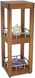 AquaTeak Patented Sula Square Three Tier Teak & Stainless Bath Stand