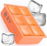 1 Pack Large 2" Square Ice Cube Mold - 6 Cubes, Vibrant Orange | Perfect for Making Large Ice Cubes for Whiskey, Cocktails, for a Superior Drinking Experience