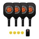 Amazin' Aces Classic Graphite Pickleball Paddles Set of 4, Pickleball Rackets w/ 4 Pickleball Outdoor Balls & 1 Pickleball Bag for Sports & Outdoors Fun