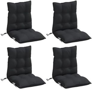 vidaXL Lot de 4 Coussins de Chaise à Dossier Bas, Galette de Siège Imperméable, Coussin d'Extérieur Anti-Glissement Jardin Terrasse, Noir Tissu Oxford