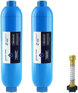 GLACIER FRESH RV/Marine Water Filter with 1 Flexible Hose Protector, Greatly Reduces Bad Taste, Odors, Chlorine and Sediment in Drinking Water, 2 Pack