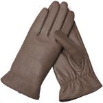 Ymmchy Leather Gloves for Women Warm Touch Screen Gloves Winter Genuine Texting Glove Brown M