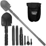 Rhino USA Survival Shovel w/Pick - Heavy Duty Carbon Steel Military Style Entrenching Tool for Off Road, Camping, Gardening, Beach, Digging Dirt, Sand, Mud & Snow. (Survival Shovel)