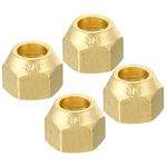 PATIKIL 1/2 SAE Thread Brass Flare Nut, 4 Pack 45 Degree Flared Tube Fitting Nut Hydraulic Pipe Fitting for Air Conditioner Water Gas Line, Matte Surface