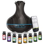 600 ML Aromatherapy Oil Diffusers with 8 Essential Oils Set, Ultrasonic Essential Diffuser Diffuser with 2 Mist Modes, LED Lights, 4 Timer for Large Room