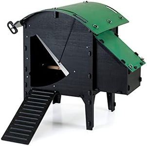 Green Frog Designs Small Chicken House - Green, Fox Proof Hen Cage for Poultry | Waterproof Backyard Hutch for Pets | Recycled Plastic | 2-4 Chicken Capacity | Removable Roof & Door