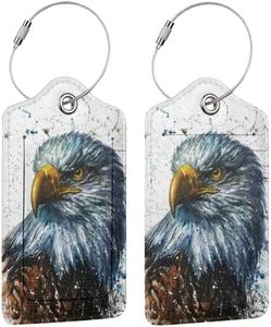 Set of 2 Luggage Tags for Suitcases Eagle Leather Cruise Suitcases Tag with Stainless Steel Loop Privacy Cover ID Label Travel Bag Tags Luggage Identifiers for Women Men Travel