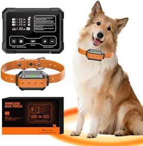 PETHEY Radar Wireless Dog Fence for 3 Dogs – 10–120ft Range, Wireless Containment System with Sound, Vibration & Static Modes, IPX7 Waterproof Receiver Collar for Indoor/Outdoor (1 Orange Collar)