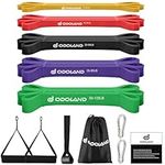 Odoland 5 Packs Pull Up Assist Bands, Pull Up Straps, Resistance Bands with Door Anchor and Handles, Stretch Mobility, Powerlifting and Extra Durable Exercise Bands with eGuide