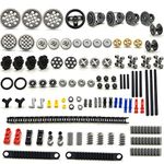 116 pcs Technical Gears Axle Pin Connectors - Wheels Connectors Rack Gear Car Building Brick Accessories Pieces Sets Compatible with Mindstorms Building Bricks Block Technical Toys (116 TECH PARTS)