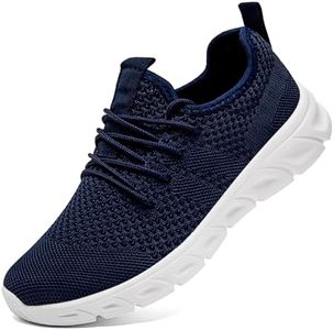 IQYNAM Road Running Shoes for Mens Womens Slip On Casual Walking Tennis Sneakers Minimalist Shoes Unisex Slip-Resistant Work Sneakers Breathable Athletic Workout Jogging Footwear A Dark Blue