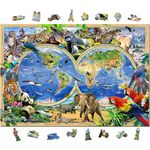 WOODEN.CITY Wooden Jigsaw Puzzles for Adults - Animal Kingdom Map, 1000 Pieces with 100 Whimsies, Wooden Animal Puzzle by Howard Robinson