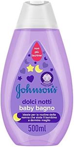 Johnson's Baby Dolci Notti Baby Bagno, Bagnoschiuma bambini rilassante per una dolce nanna, Docciaschiuma bambini con formula Non Più Lacrime, Bagnoschiuma neonato senza solfati e coloranti, 500 ml