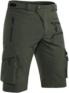 Hiauspor Men's Mountain Bike Shorts Stretch Hiking Cargo Shorts Quick Dry with Zipper Pocket for Cycling Casual Tactical (Green S)