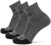 GRIP6 Breathable Athletic Performance Running Socks – Tarmac Run 1/4 Crew Midweight Merino Wool Running Socks – Moisture Wicking Comfort – For Men & Women – Odor Resistant – 3-Pack, Tarmac – X-Large