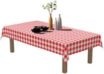 (6 Pack) Puricon Disposable Plastic Tablecloths 54 x 108 Inch, Premium Rectangle Table Cover for Yard BBQ Buffet Table, Parties, Holiday Dinner, Wedding, Anniversary and More -Red Plaid