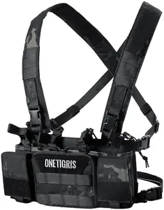 OneTigris Chest Rig, MOLLE Chest Rigs Tactical Chest Rig Dangler Pouch Utility Admin Pouch IFAK Medical Organizer EDC for Outdoor Hunting Shooting Hiking