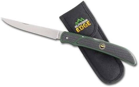 OUTDOOR EDGE Fish & Bone - Folding Fillet Knife with 5.0" 440A Stainless Steel Blade for Fish and processing big game - Pocket Clip (Green/Black)