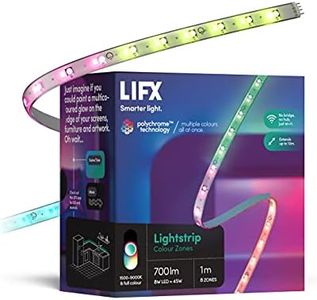 LIFX Lightstrip 1m, Wi-Fi Smart LED Light Strip, Full Colour Zones with Polychrome Technology, No Bridge Required, Compatible with Alexa, Hey Google, HomeKit and Siri, White (LZ3TV1MAU)