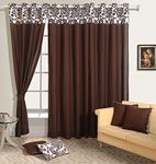 Swayam 100% Cotton Long Door Curtain (1PC) with Lining - 210TC for Bedroom, Living Room - Comes with Readymade Eyelets, Triple Layer Weave (9Ft) Noise Dampener, Machine Washable - Dark Brown