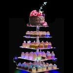 BLBYHO Cupcake Tower Stand, Acrylic 5 Tier Cupcake Display Stand, Cake and Cupcake Stand Combo Set, Colorful LED Light Up, Bases para Cupcakes, Candy Bar Party Décor Ideal for Birthday Party Wedding