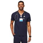 FIGS Medical Scrubs Men's Chisec Three Pocket Top (Navy Blue, XL)