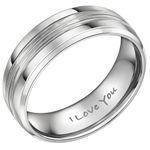 Willis Judd Mens Titanium Ring Engraved I Love You in Gift Box 8mm Wedding Band Ring for Men Engagement Ring Comfort Fit Size Y