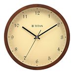 Titan Classic Brown Colour Wooden Analog Wall Clock with Silent Sweep - 30 Cm X 30 Cm (Medium)