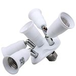 Toplimit 3 in 1 Light Bulb sockets Adapter, Medium Base E26 & E27 to E26 & E27,Lampholder Universal Head 360 Degrees Adjustable Splitter White (3 Port) (CA-E26_Free Swing 4+1)