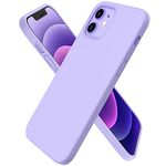 ORNARTO Compatible with iPhone 12 Case 6.1 and iPhone 12 Pro Case, Slim Liquid Silicone 3 Layers Full Covered Soft Gel Rubber Case Cover 6.1 inch-Light Purple