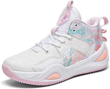 KIUSMETY Womens Mens Basketball Shoes Volleyball High Top Breathable Fashion Comfortable Outdoor Sport Non Slip Rubber Sneakers Pink Size 10