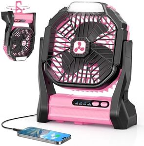 Peouix Portable Rechargeable Fan, 20000mAh Cordless Battery Powered Camping Tent Fans with LED Lantern, Small USB C Operated Outdoor Ventiladores for Travel Camp Fishing Office Home Essentials