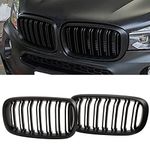 BILLDIO X5 F15 Grille，Front Bumper Kidney Grill Fit 2014-2018 X5 F15 X6 F16 X5M F85 X6M F86 Dual Slat Double Line (Matte Black Grills, 2-pc Set)