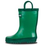 LONECONE Rain Boots with Easy-On Handles for Toddlers and Kids, Grassy Green, 5 Toddler