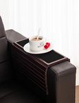 GEHE Sofa Arm Tray Table for Couch Flexible/Foldable Sofa Tray Couch arm table Perfect for Drinks snacks remote control or phone Great arm tray for couch armrest (Mahogany)