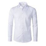 Men's Dress Shirt Fitted Poplin Solid (5618 White, L)