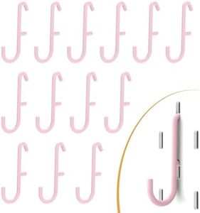 BFPeaky Pink S Hook Skadis Pegboard Hooks, 16 Pack, 18lbs Max Load, Rust Resistant, Powder Coated Steel, Wall Mount, Compatible with IKEA SKADIS Pegboard