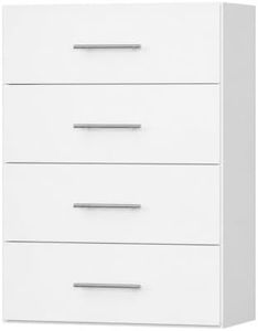VIZTA Wall-Mounted Wood Closet System Tower with 4 Drawers, 25.5", White