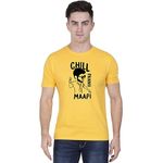 Crazy Punch Chill Pannu Maapi Thalapathy Vijay Master Men's Yellow Half Sleeve Tamil Movie Song Round Neck T-Shirt (Yellow, X-Small)