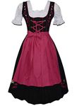 Edelweiss Creek Long 3-Pcs Black & Pink German Embroidered Oktoberfest Dirndl Dress