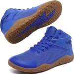 Wrestling Shoes Boxing Shoes for Men Wide Toe Box Zero Drop High Top Blue
