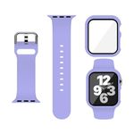 XFEN Sport Silicone M/L Size Band and Case with Screen Protector for Apple Watch Series 6 SE Series 5 Series 4 SE 40mm - Lavender Purple