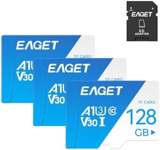EAGET Micro TF SD Card for Dash Cam Security Camera | Up to 90MB/s Read High Speed A1 U3 V30 Memory Card with Adapter, 3-Pack 128GB