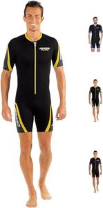 Cressi Playa Man Shorty Wetsuit - Shorty Men's 2.5mm High Elasticity Neoprene Wetsuit, Black/Yellow, S