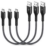 Micro USB Cable【3Pack 1FT】，Canjoy Micro USB Android Charger Fast Charging Cable Nylon Braided Charging Cord Compatible with Samsung Galaxy S7 S6 S5 LG Sony HTC PS4 Xbox