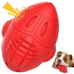 Indestructible Squeaky Dog Balls, Durable Dog Toys for Aggressive Chewers, Natural Dog Ball Chew Toys Interactive Dog Toy Rubber Pet Toys for Medium &Large BreedsTeeth Cleaning Ball Bite Resistant Pet Exercise Relieving Anxiety (Red)