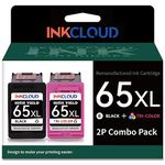 INKCLOUD Compatible Ink Cartridges Replacement for HP Ink 65 65XL Black Color Combo Pack for HP 5055 5000 5052 5010 5070 5014 3755 3700 2600 3752 2652 2655 2622 2640 (1 Black 1 Tri-Color)